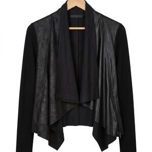 Lola & Sophie Black Mixed-Media Draped Blazer